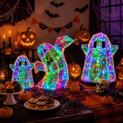 👻 Halloween Glowing Ghost LED Decor – Stained Glass Style🎃