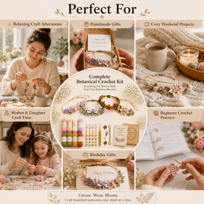 🌿🌸 DIY Nature-Inspired Crochet Bracelet Kit – Create Beautiful Handmade Floral Bracelets