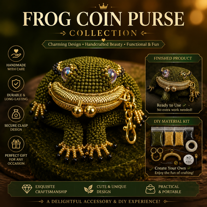 🐸 Frog Coin Purse Collection – Ready-Made Fabric Purse & Beaded Craft Kit