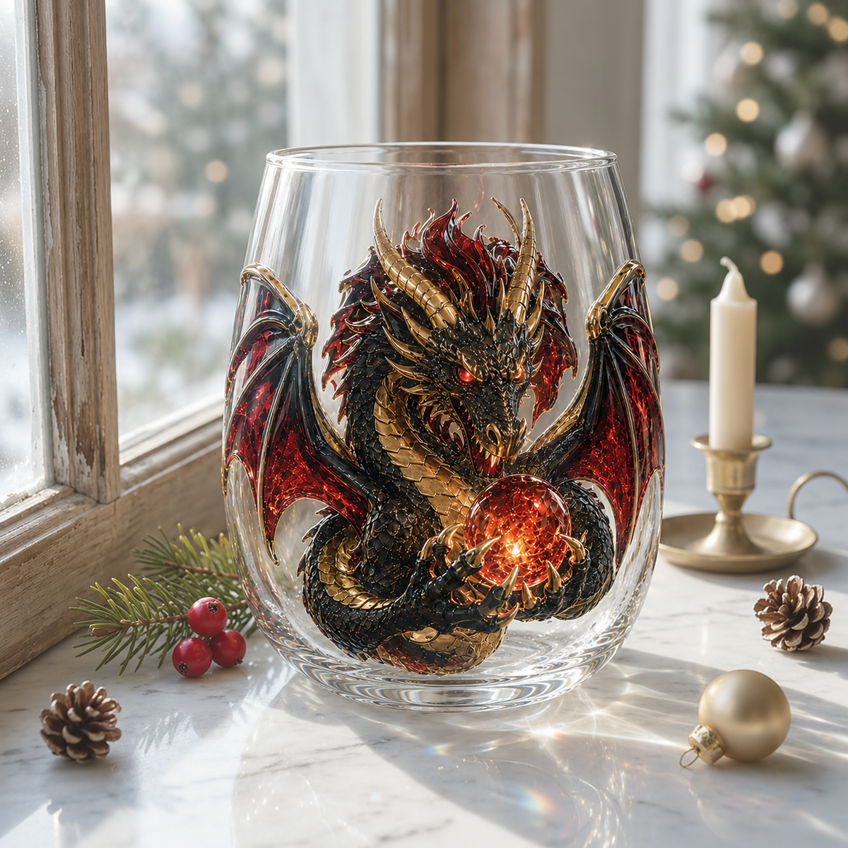 🐉 3D Mythic Dragon Glass Art Cup | Luxury Raised Fantasy Glassware for Whiskey✨