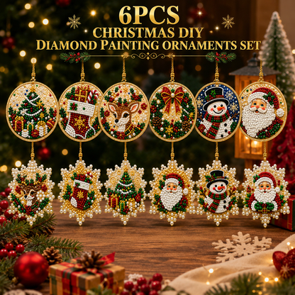 6-Piece Christmas DIY Diamond Painting Ornament Set