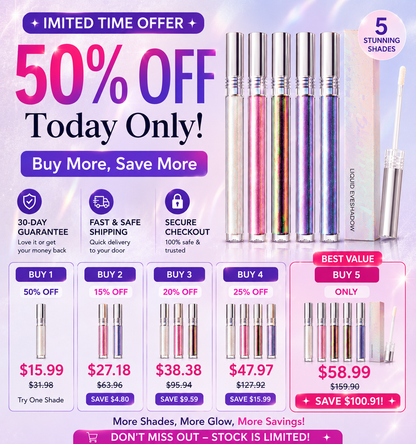 🔥Last Day 50% OFF🌈Multi-Chrome Liquid Glitter Eyeshadow🌊 – Waterproof, ✨Smudge-Proof & Long-Lasting🔥