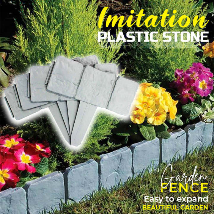 Stone-Look Garden Edging Border – 10-Piece DIY Lawn & Flower Bed Fence