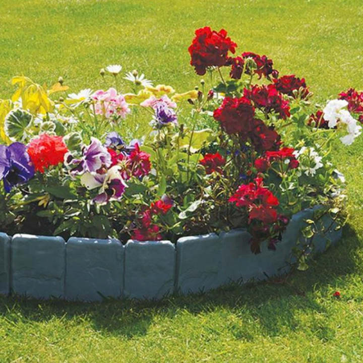 Stone-Look Garden Edging Border – 10-Piece DIY Lawn & Flower Bed Fence