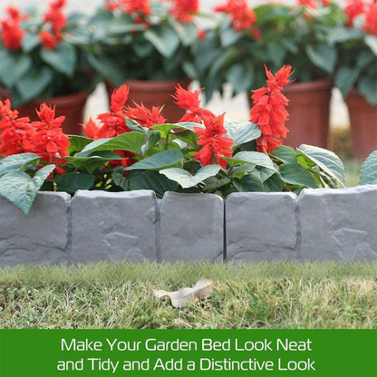 Stone-Look Garden Edging Border – 10-Piece DIY Lawn & Flower Bed Fence