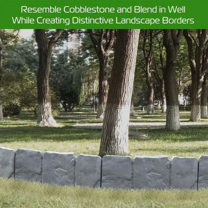 Stone-Look Garden Edging Border – 10-Piece DIY Lawn & Flower Bed Fence