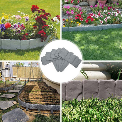 Stone-Look Garden Edging Border – 10-Piece DIY Lawn & Flower Bed Fence