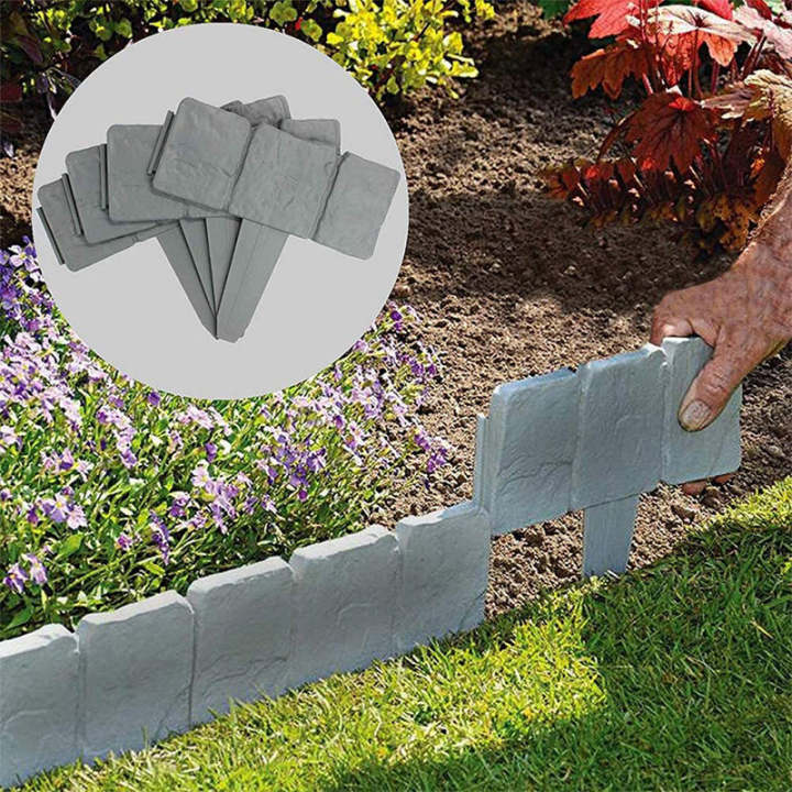 Stone-Look Garden Edging Border – 10-Piece DIY Lawn & Flower Bed Fence