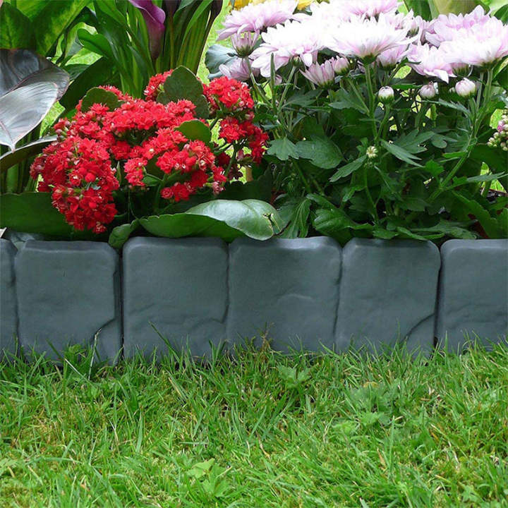 Stone-Look Garden Edging Border – 10-Piece DIY Lawn & Flower Bed Fence