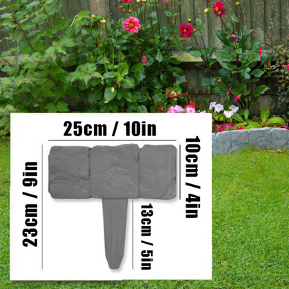 Stone-Look Garden Edging Border – 10-Piece DIY Lawn & Flower Bed Fence