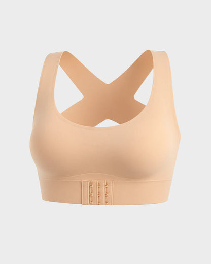 Cross Back Front Closure Wireless Posture Support Bra