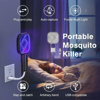 🚫🦟2-in-1 USB Mosquito Swatter & Mosquito Trap Lamp 🦟🚫Mini USB Electric Mosquito Killer Trap
