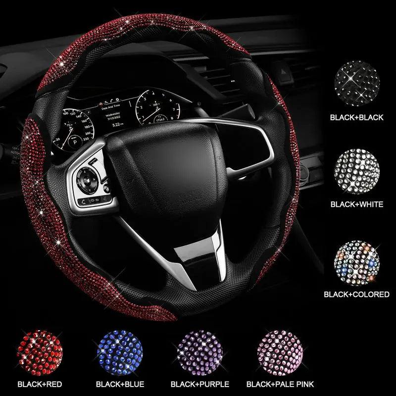 🔥 50% OFF Today | 3-Piece Bling Leopard Steering Wheel Cover Set