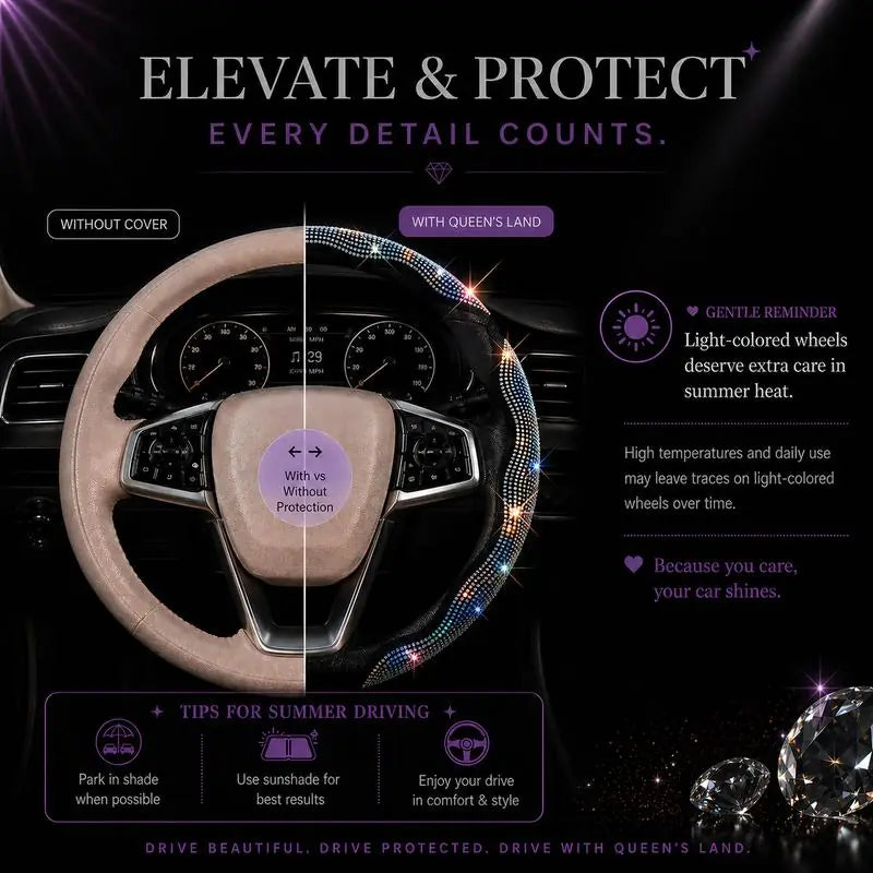 🔥 50% OFF Today | 3-Piece Bling Leopard Steering Wheel Cover Set