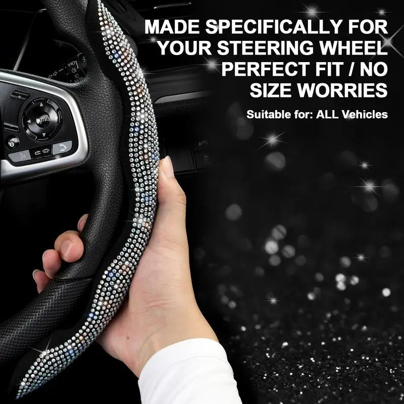 🔥 50% OFF Today | 3-Piece Bling Leopard Steering Wheel Cover Set