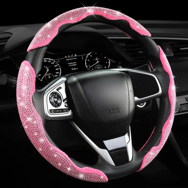 🔥 50% OFF Today | 3-Piece Bling Leopard Steering Wheel Cover Set