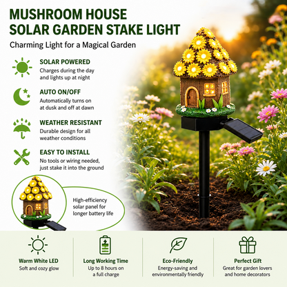 🌙✨✨Solar Mushroom Cottage Garden Light – Warm Fairy-Tale Glow for Flower Beds