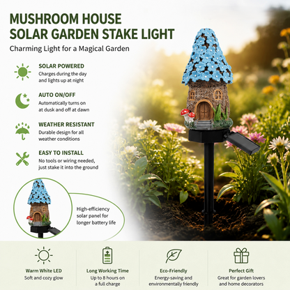 🌙✨✨Solar Mushroom Cottage Garden Light – Warm Fairy-Tale Glow for Flower Beds