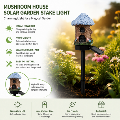 🌙✨✨Solar Mushroom Cottage Garden Light – Warm Fairy-Tale Glow for Flower Beds