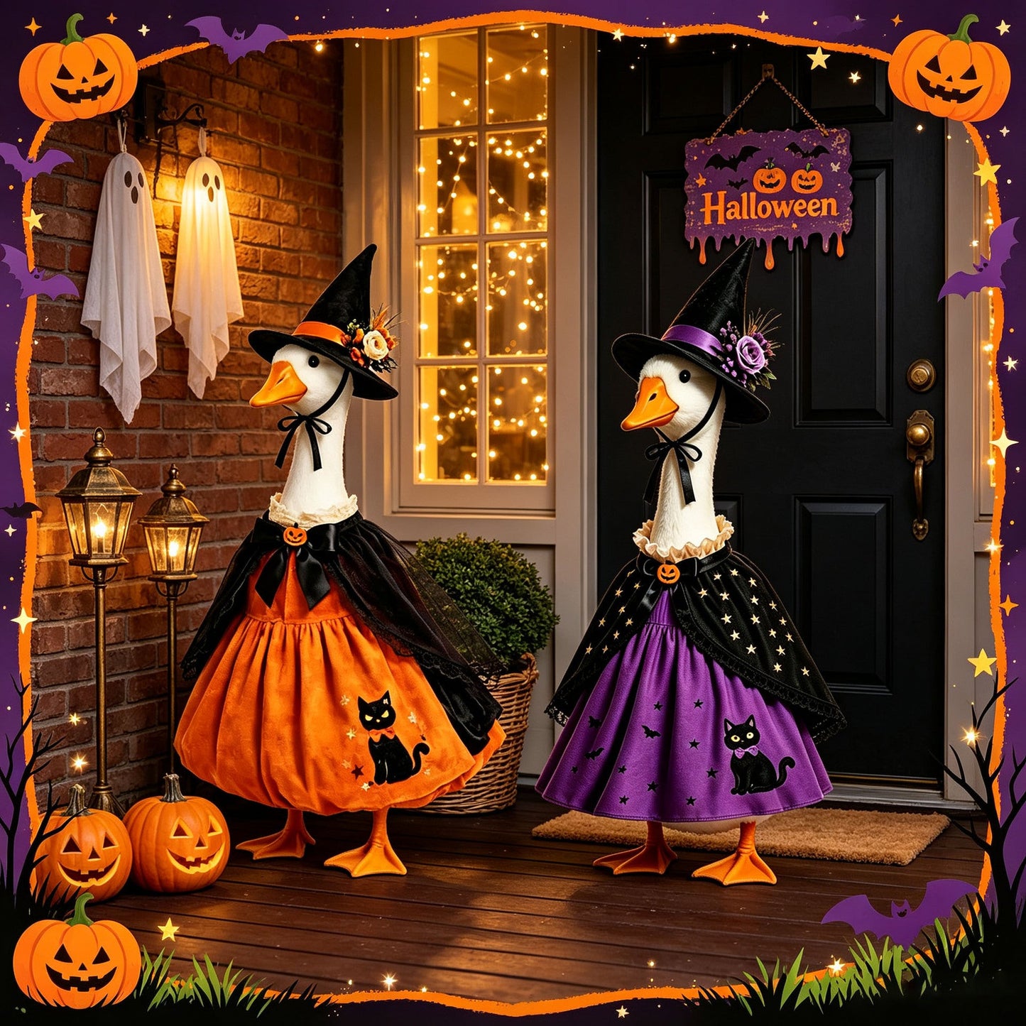 Porch Goose Halloween Series Outfits - Suit For 23 Inches Goose Statue