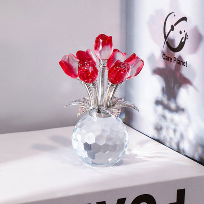 ❤️🌹Colorful Rose Flower Collectible Figurine with Vase