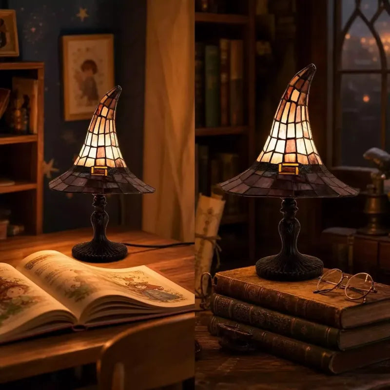 ✨Limited Edition 50% OFF🧙‍♀️ Stained-Resin Witch Hat Lamp – Enchanting Gothic Ambient Light
