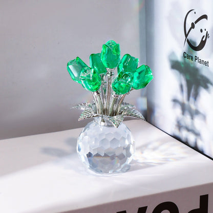 ❤️🌹Colorful Rose Flower Collectible Figurine with Vase