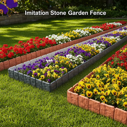Stone-Look Garden Edging Border – 10-Piece DIY Lawn & Flower Bed Fence