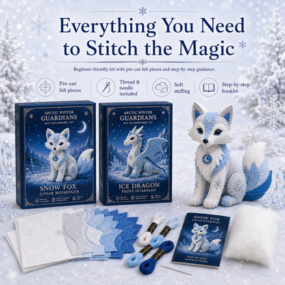 ❄️DIY Ice Dragon Felt Patchwork Kit Arctic Winter Guardian Sewing Set
