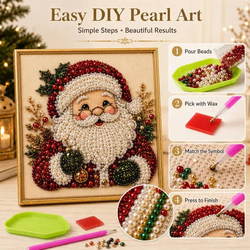 🧘Relaxing & Beginner Friendly -🌲DIY Pearl Diamond Painting Art  Christmas Series Kit