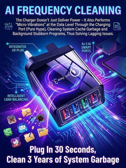 🔋4-Port GaN Charger | Save Battery Life | Fast Charge 4 Devices | Travel Friendly | 50% Off⚡