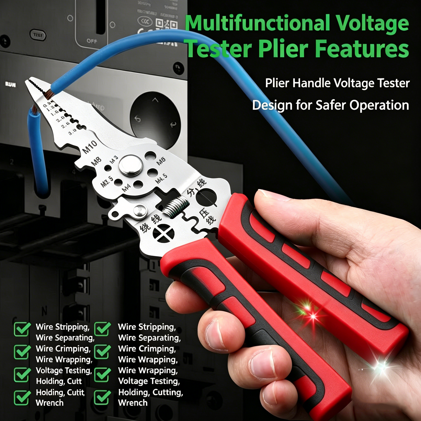 🔧 16-in-1 Wire Strippers | Heavy-Duty Electrical Pliers with Alarm