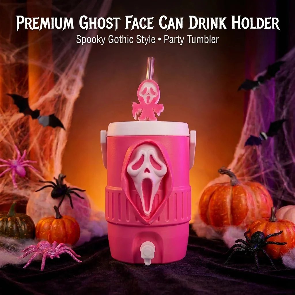 🔥HOT SALE🔥3D Scream Ghost Face Portable Handle Tumbler – Gothic Horror Aesthetic Cup Full Listing