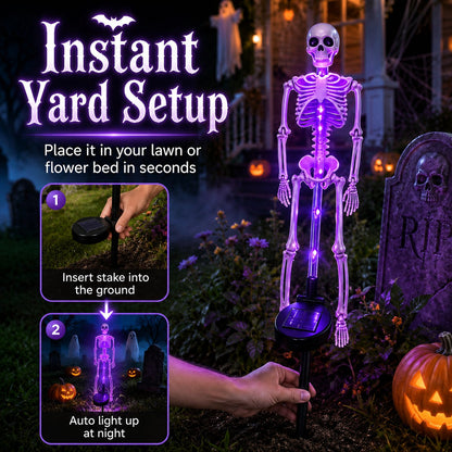 🔥HOT SALE💜💀 Solar Skeleton Yard Stake – Spooky Halloween Outdoor Light Decoration