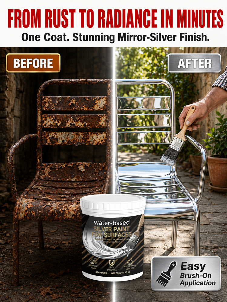 [Silver paint identical to that used by the shipyard] ✨ Water-Based Metallic Silver Paint | One-Coat Rust Eradicator & Mirror Finish | Low VOC & Safe Indoors 🛡️