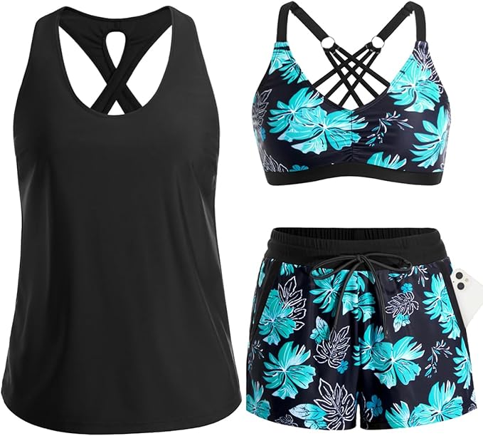 ⏰LAST DAY 57% OFF - 3 Piece Tankini with Shorts🔥