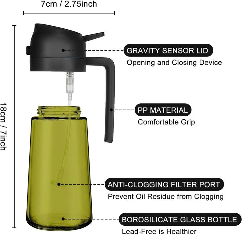 2-in-1 Oil Sprayer ⚫ Light-Blocking | 16oz/470ml 📏