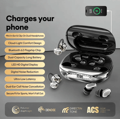 3-in-1 Bluetooth Wireless Earbuds with Chargeable Power Bank Case