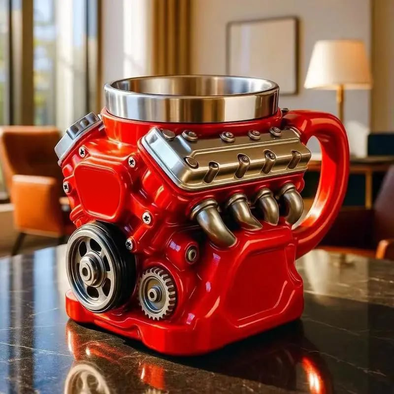 🏎️ Automotive Engine Pattern Mug | Novelty Home & Office Cup
