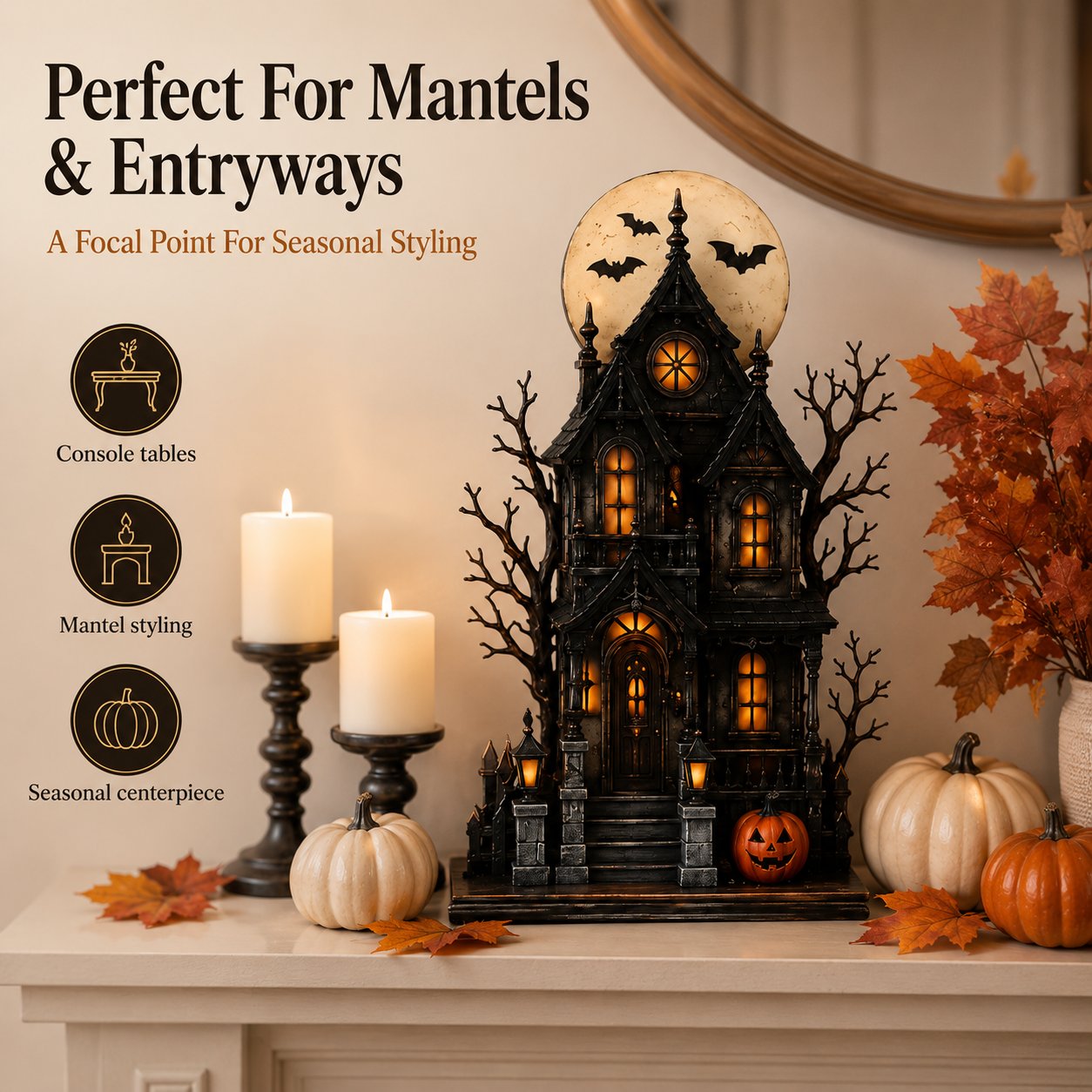 🔥Last Day 49% OFF - 🧙🖤🎃 Enchanted Halloween Haunted House Light-Up Figurine Collection