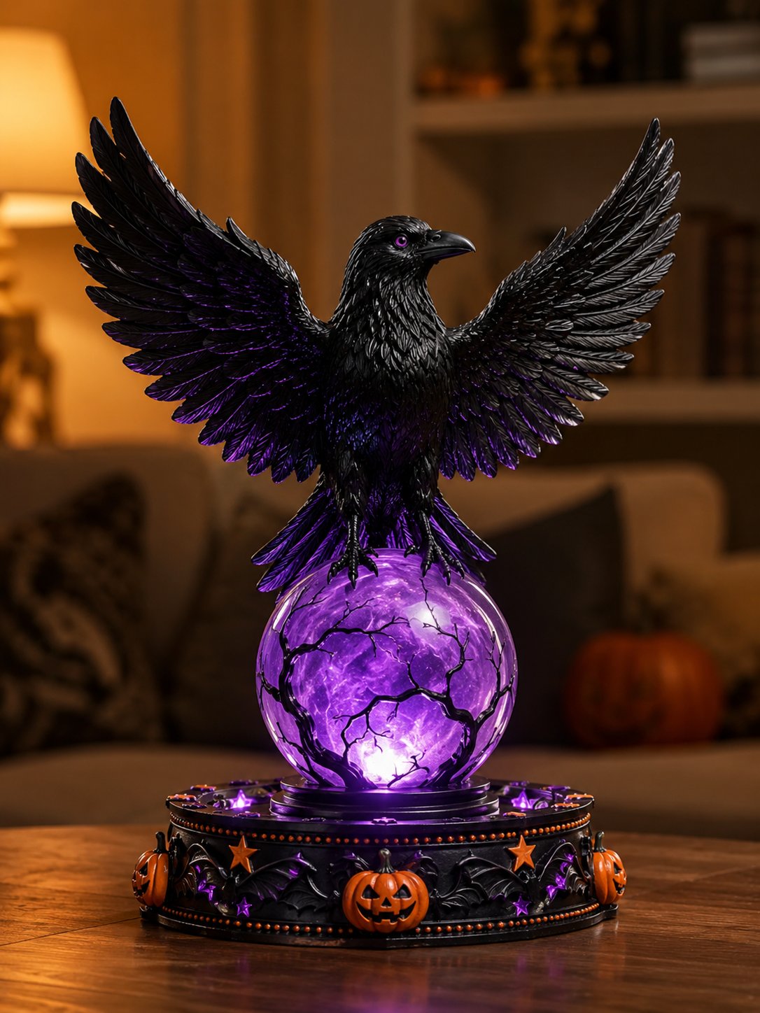 🎃Halloween Raven Crystal Ball Lighted Decor👻