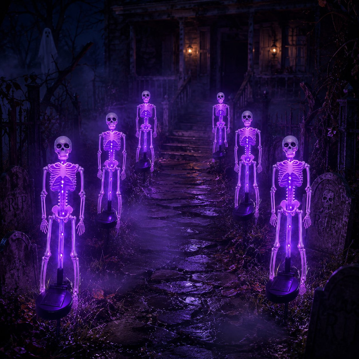 🔥HOT SALE💜💀 Solar Skeleton Yard Stake – Spooky Halloween Outdoor Light Decoration