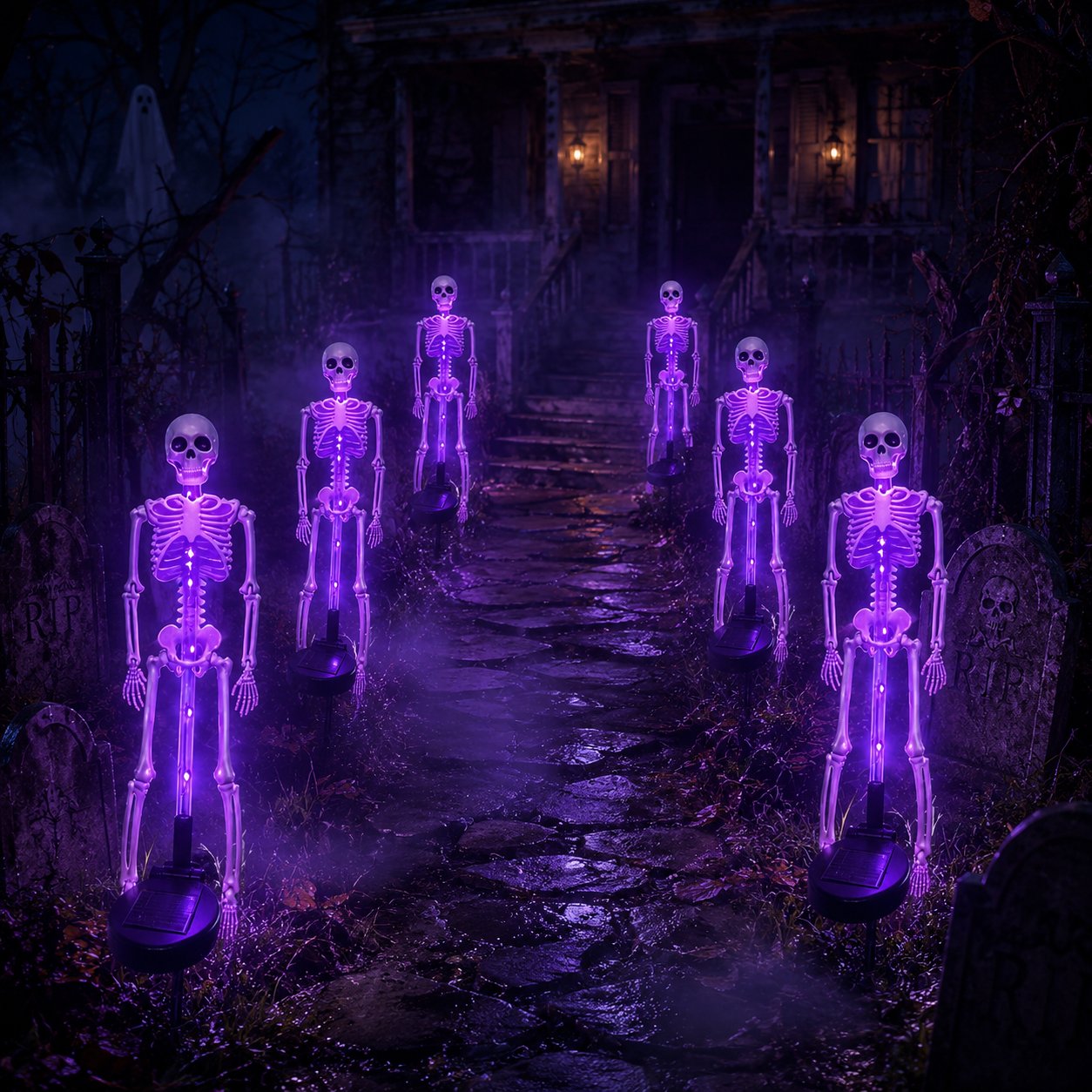 🔥HOT SALE💜💀 Solar Skeleton Yard Stake – Spooky Halloween Outdoor Light Decoration