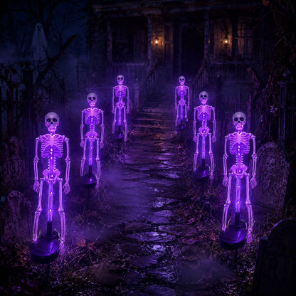 🔥HOT SALE💜💀 Solar Skeleton Yard Stake – Spooky Halloween Outdoor Light Decoration