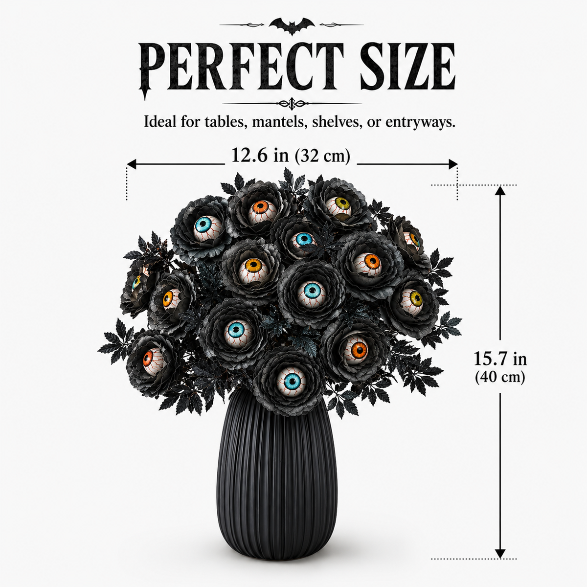 👁️ Creepy Eyeball Flower Bouquet – Gothic Halloween Artificial Floral Centerpiece for Home Décor