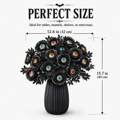 👁️ Creepy Eyeball Flower Bouquet – Gothic Halloween Artificial Floral Centerpiece for Home Décor