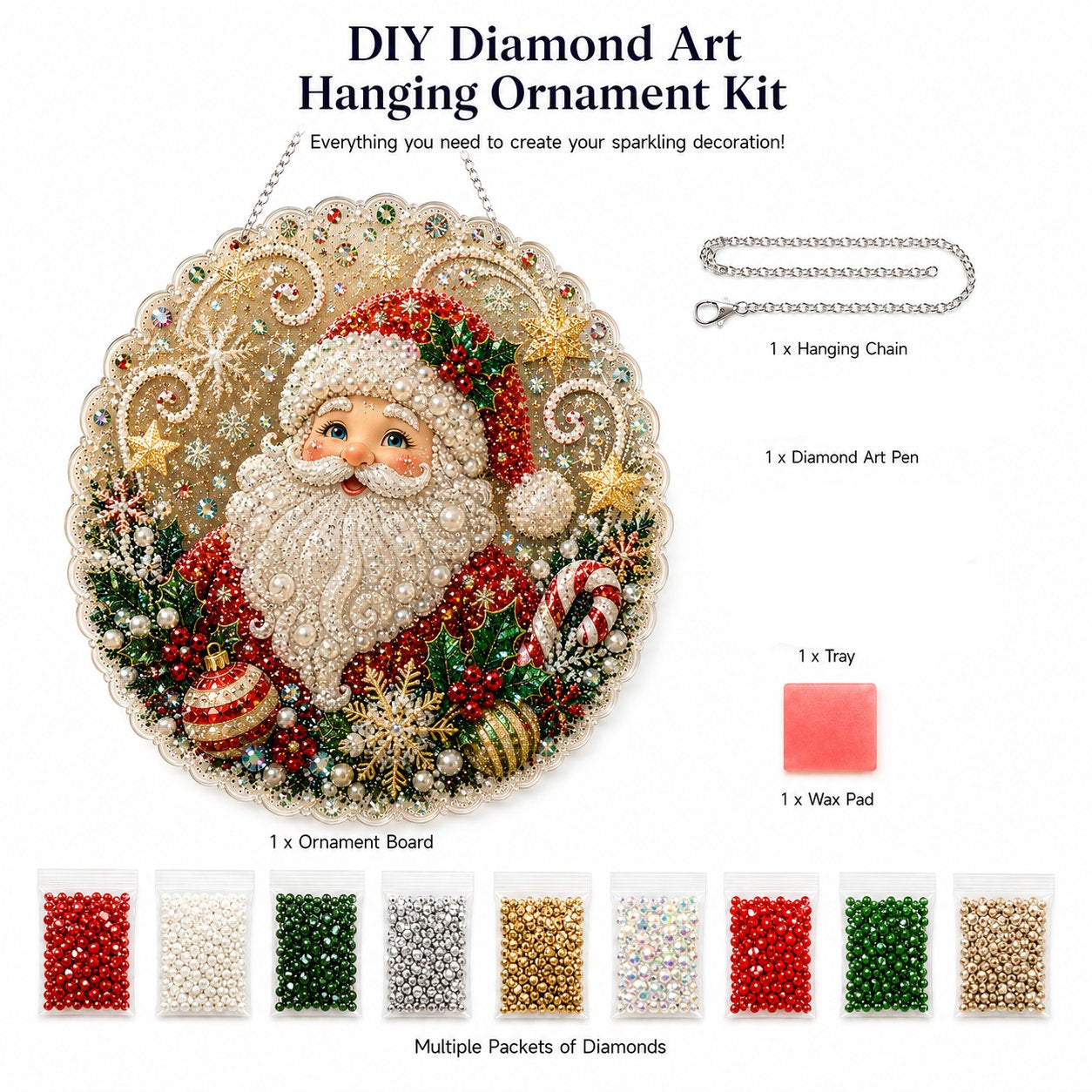 🎄 LIMITED TIME！！ 49% OFF – ✨ Christmas Pearl Diamond Art Hanging Ornament Kit | Luxury Flocked Canvas with Scratch-Resistant Non-Fading Pearl Beads DIY Handmade Holiday Hanging Decor 🎅💎