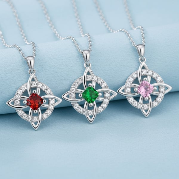 Mystical Birthstone Witches Knot Necklace – Natural Crystal 🔮💞Protect Your Loved Ones