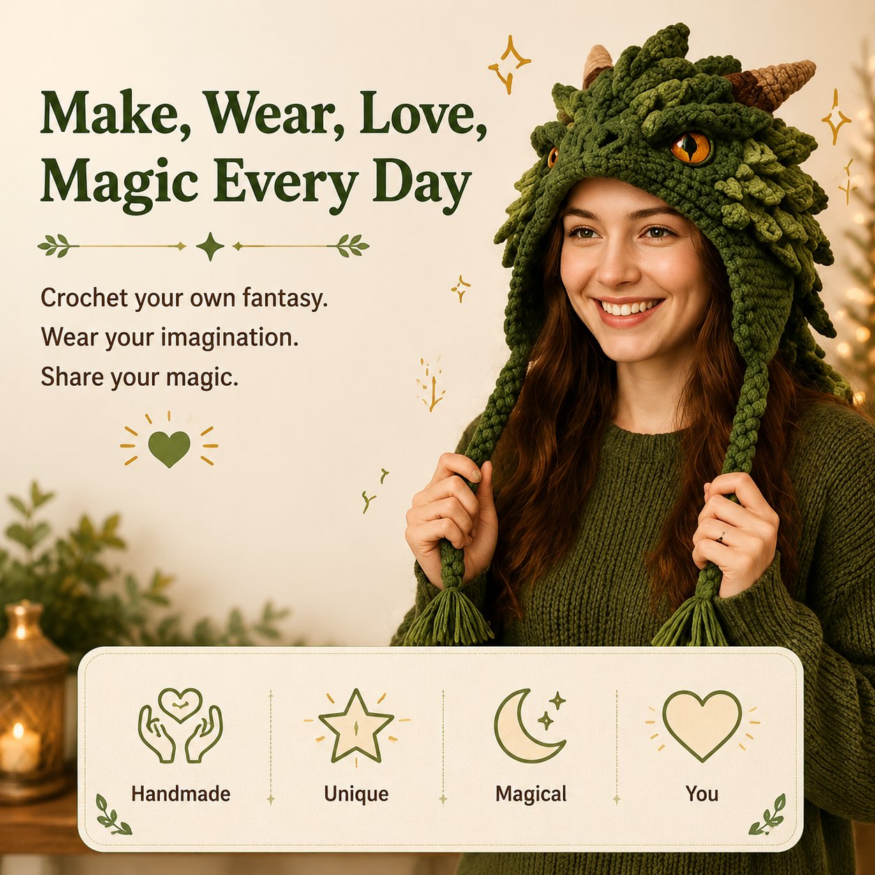 🔥LAST DAY 50% OFF - 🧵 Fantasy Hood Hat DIY Crochet Kit – Create Your Own Magical Wearable Character Hat