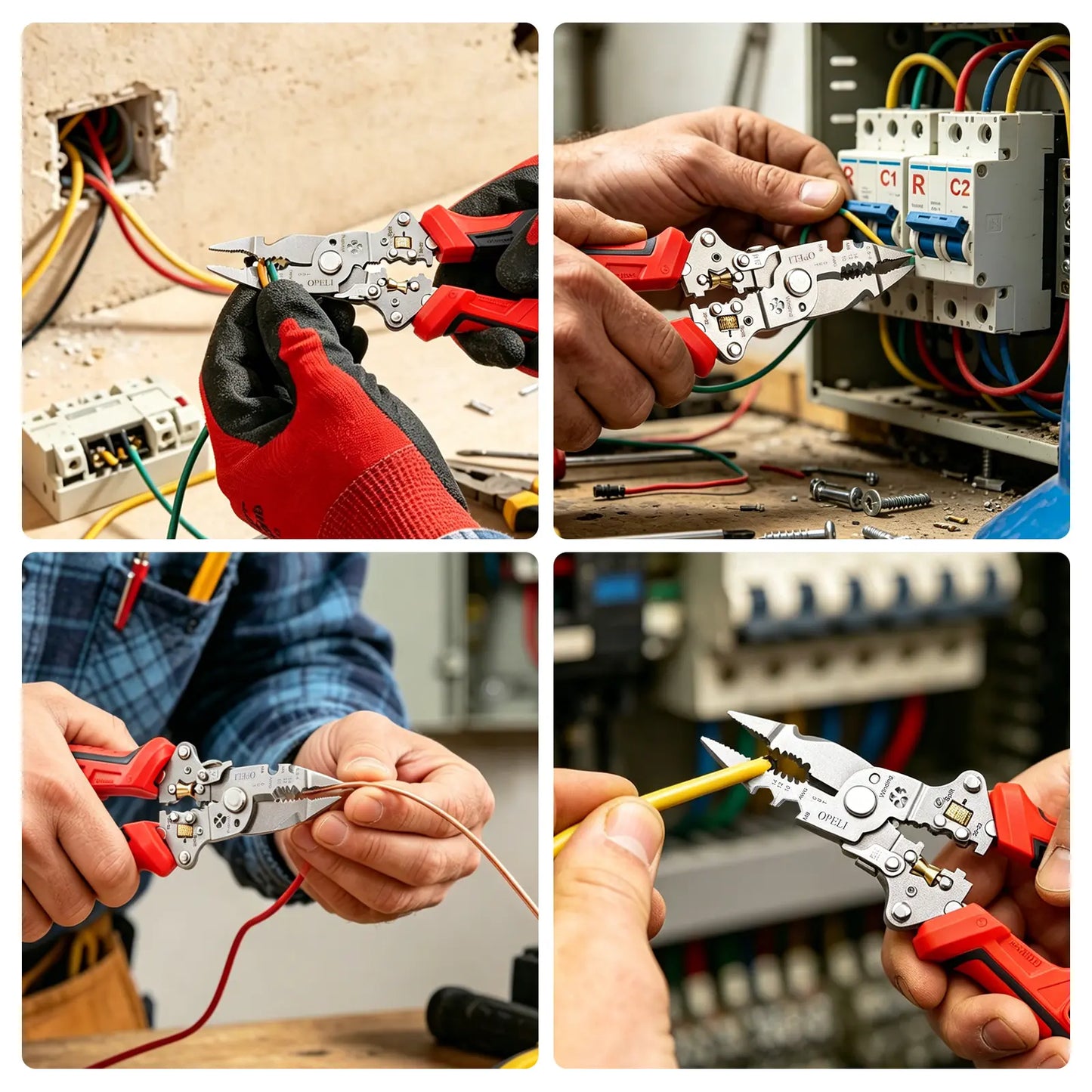 🔧 16-in-1 Wire Strippers | Heavy-Duty Electrical Pliers with Alarm